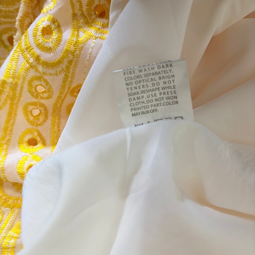 JARDINVUE Lace Buttoned Ruffle Hem Cami Midi Dress Yellow Embroidered X-Small - Picture 14 of 15